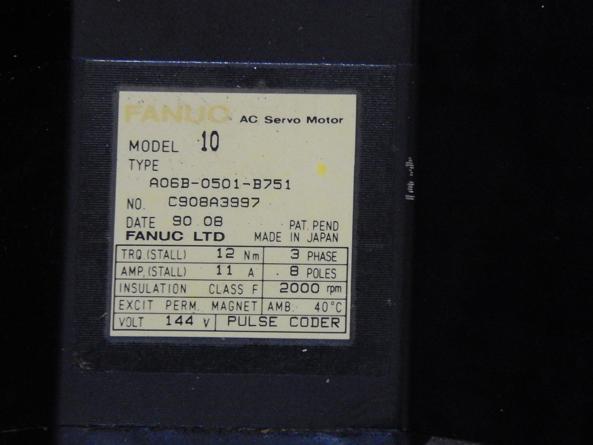 FANUC A06B-0501-B751 Servomotor Used