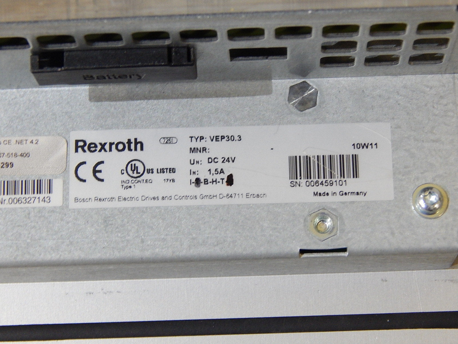 Rexroth IndraControl  VEP 30  VEP30.3CCN-256NN-MAD-128-NN-FW  Terminals Used