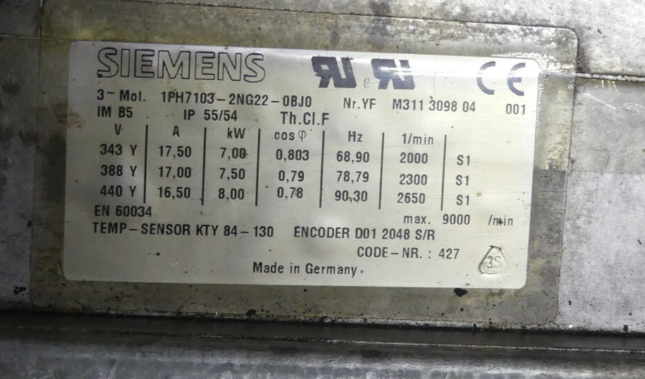 Siemens Motor 1PH7103-2NG22-0BJ0