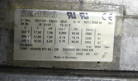 Siemens Motor 1PH7103-2NG22-0BJ0