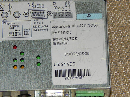 Suetron 81151,010 BK06/8E/8A/RS232 IBS MMICOM   24VDC Interface-Modul Used