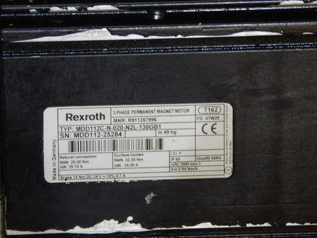 Indramat Rexroth Permanent Magnet Motor MDD112C-N-020-N2L-130GB1 Used