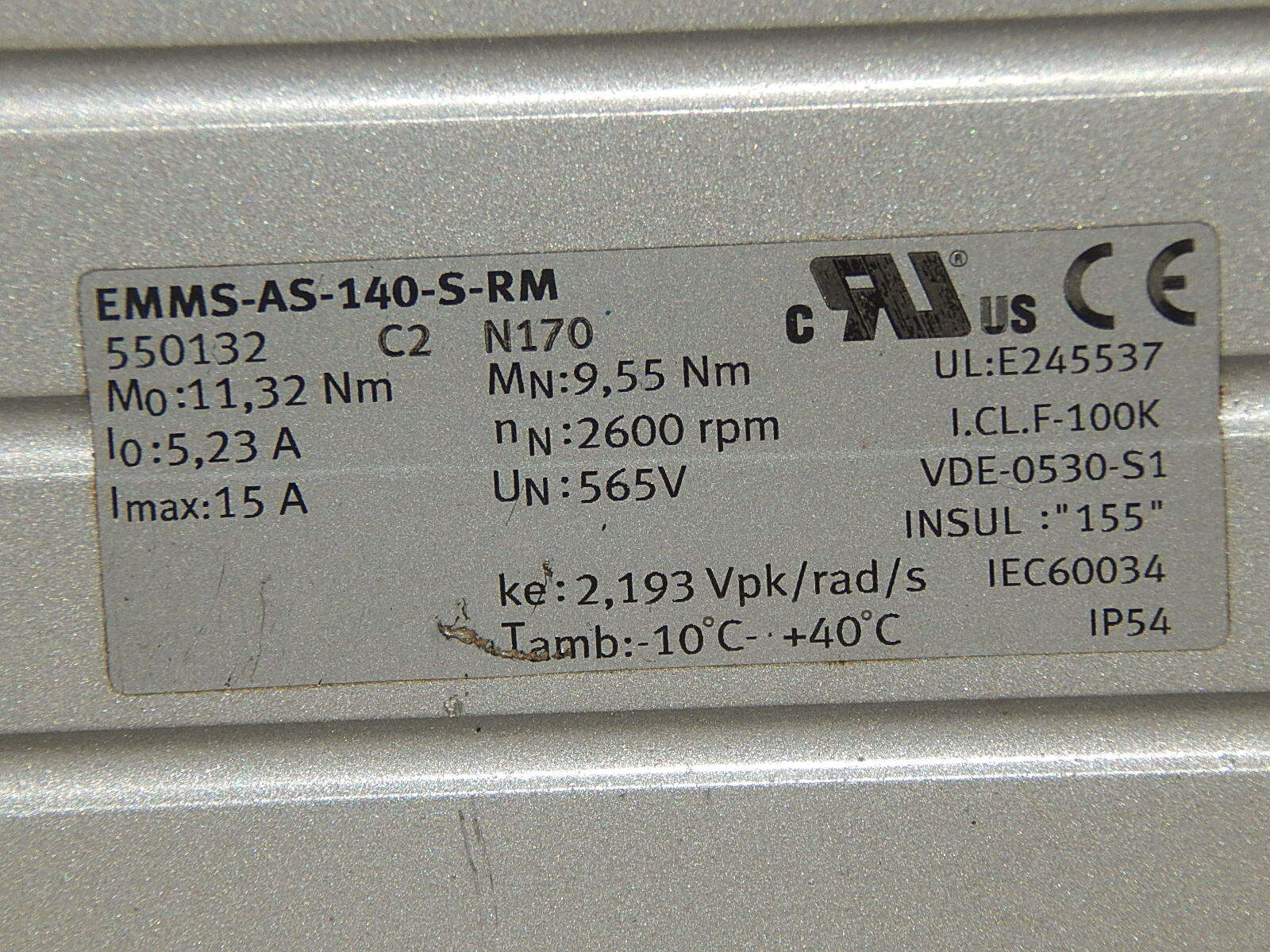 Festo EMMS-AS-140-S-RM Servomotor used