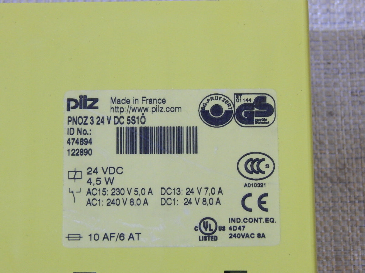 PILZ Zeitrelais PNOZ 3 24V DC 5S1O Sicherheitsschaltgerät 24 VDC 4.5W  Used
