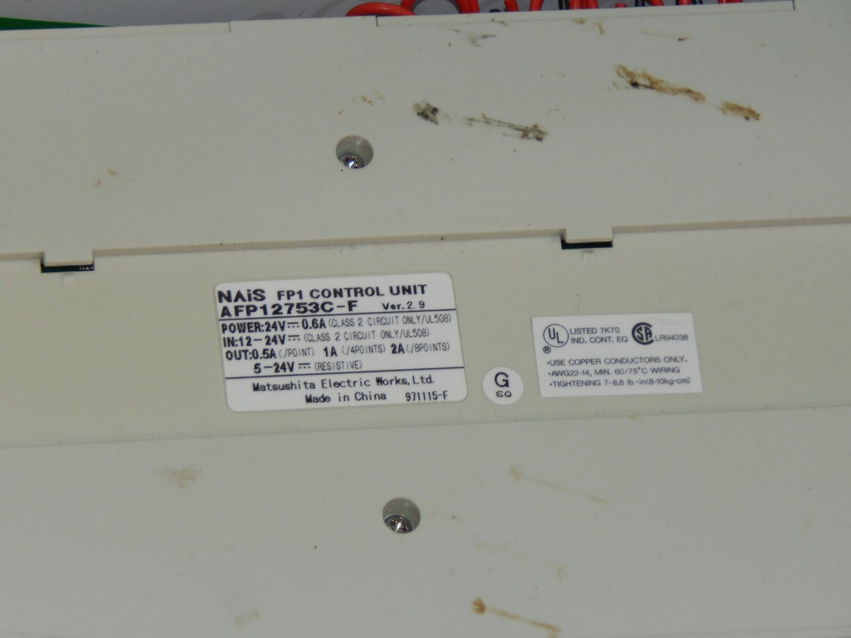  Matsushita Electric Works NAIS FP1 Control Unit FP1-C72 // AFP12753C-F