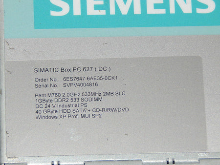 Siemens Simatic Box PC 627 (DC)  6ES7647-6AE35-0CK1 Ungerüft