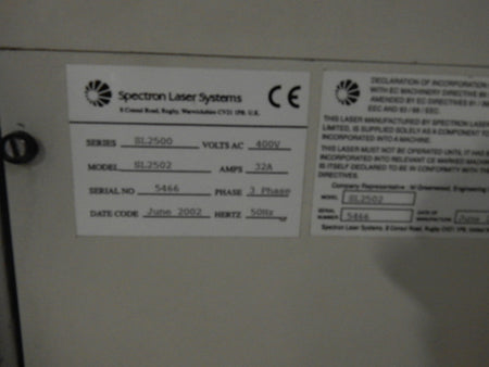 Spectron Laser System SL 2500 Series Model SL2502 32A