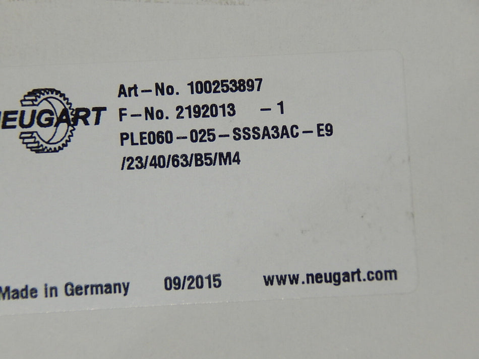 Neugart PLE 60 PLE60 i = 25   100253897 Aufsteckgetriebe  New