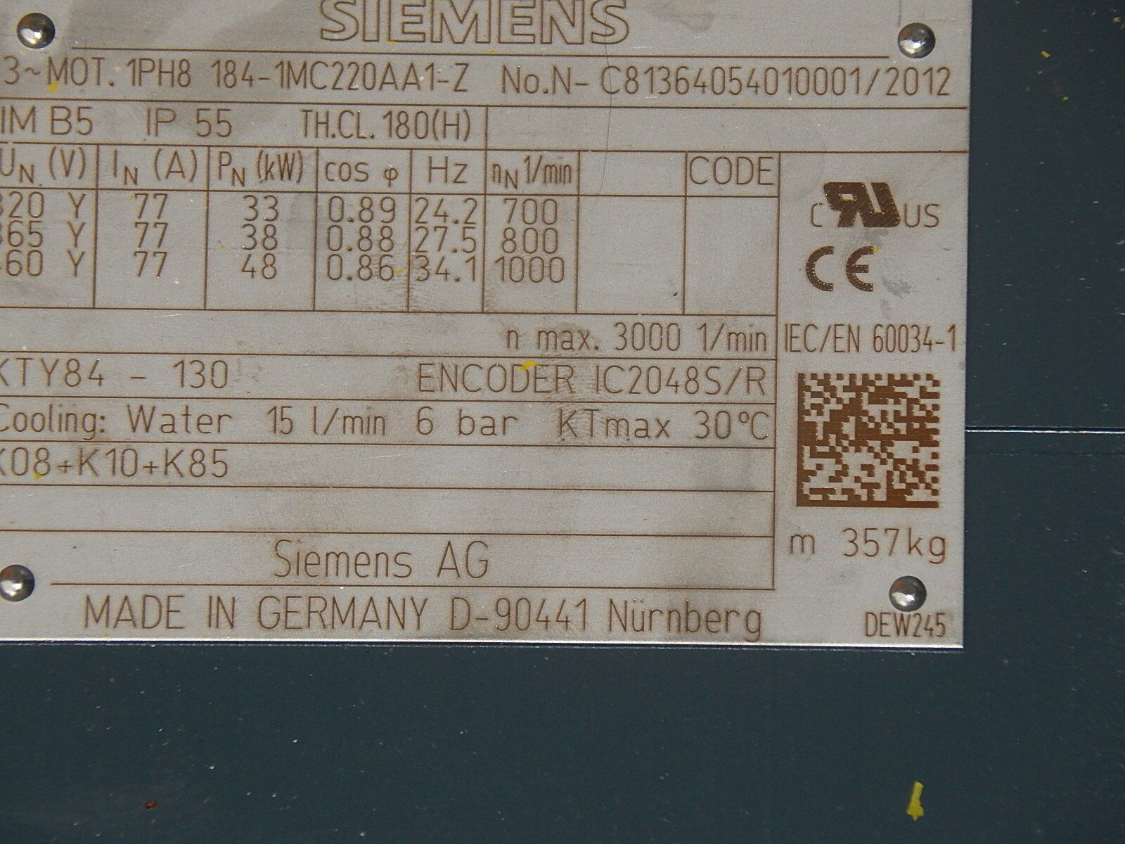 Siemens 1PH8 184-1MC220AA1-Z // 1PH8184-1MC220AA1-Z Neuwertig
