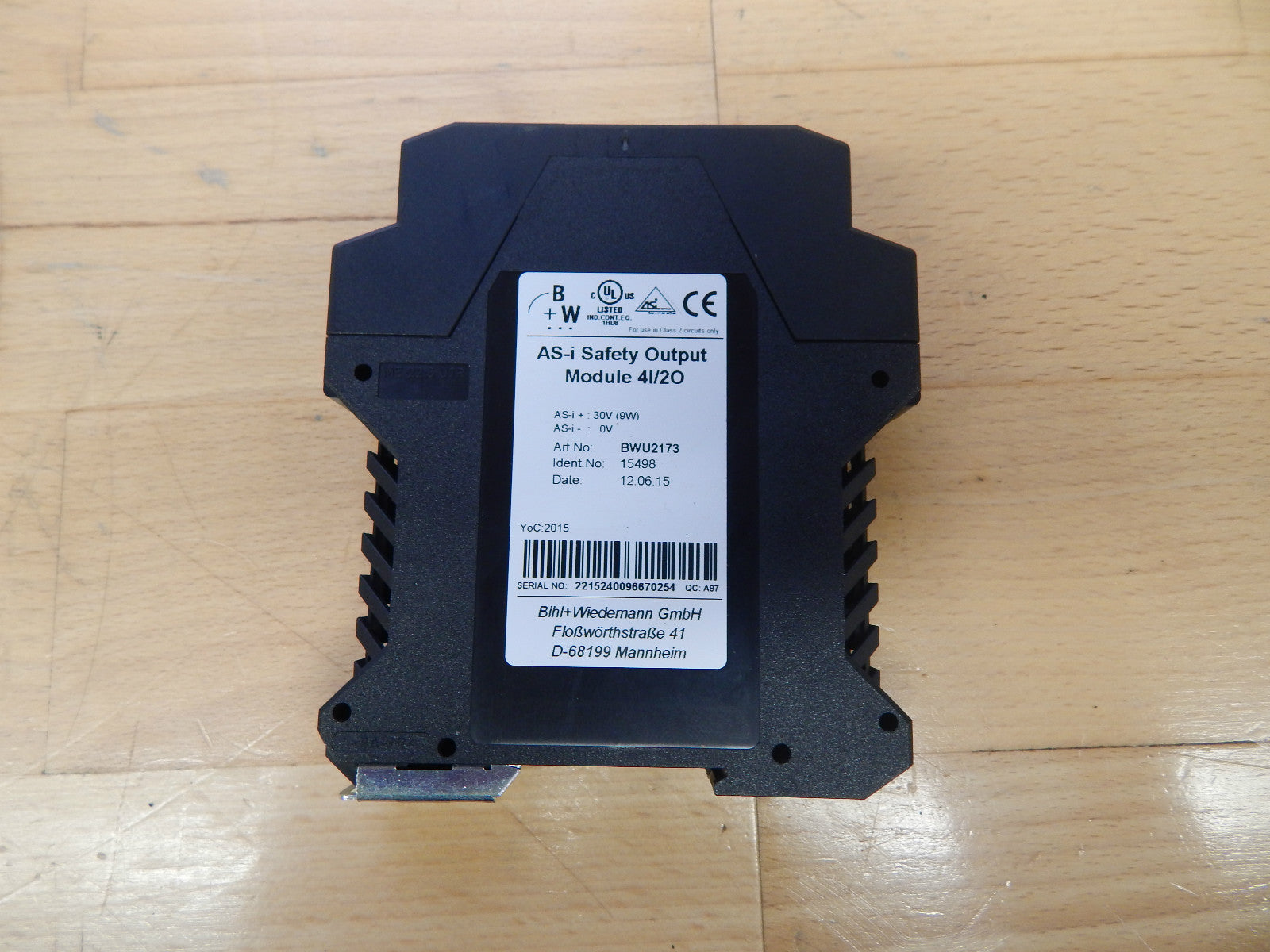 Bihl + Wiedemann BWU2173 ID-No. 15498  AS-i Safty Relay Output Module 