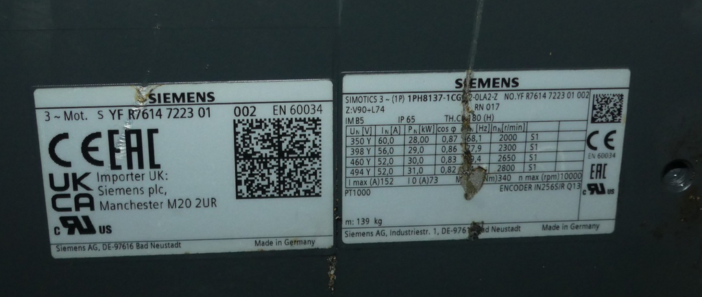 SIEMENS 1PH8137-1CG02-0LA2-Z