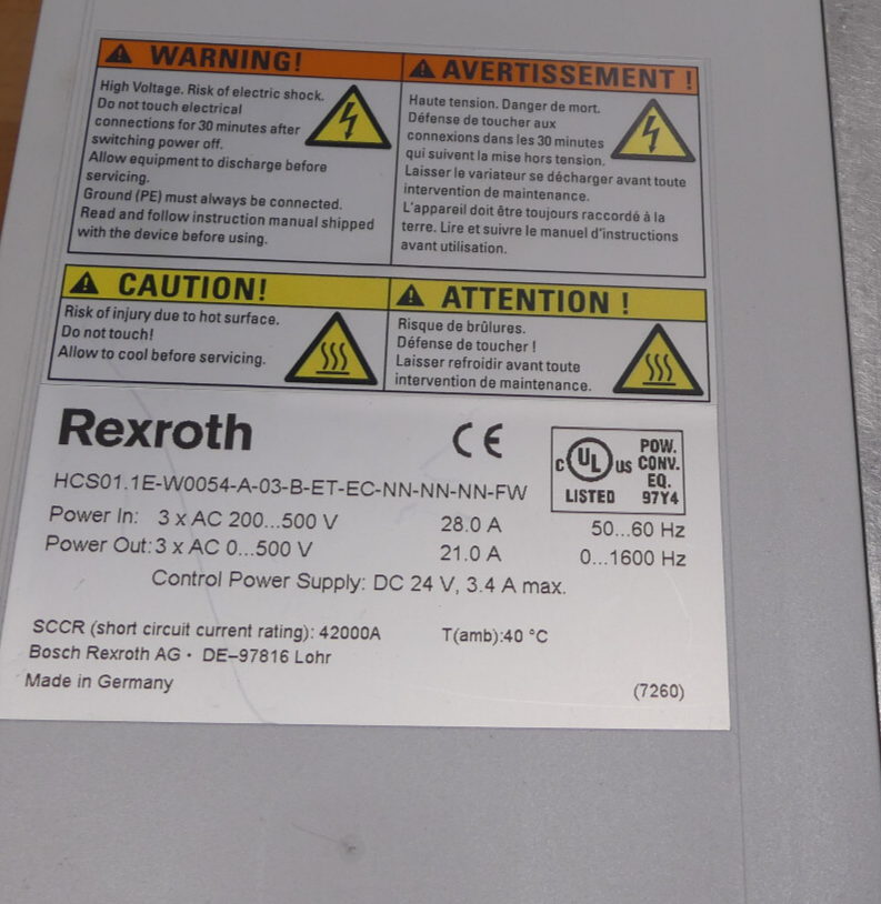 REXROTH HCS01.1E-W0054-A-03-B-ET-EC-NN-NN-NN-FW
