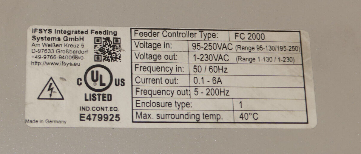 IFSYS FC2000 Vibrationssteuerung