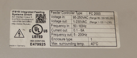 IFSYS FC2000 Vibrationssteuerung