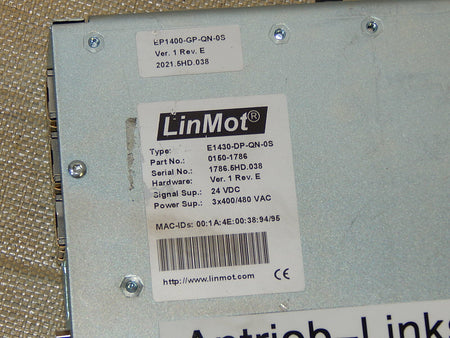 LinMot Servo Drive Type: E1430-DP-QN-0S  Part No.:0150-1786  Servoregler