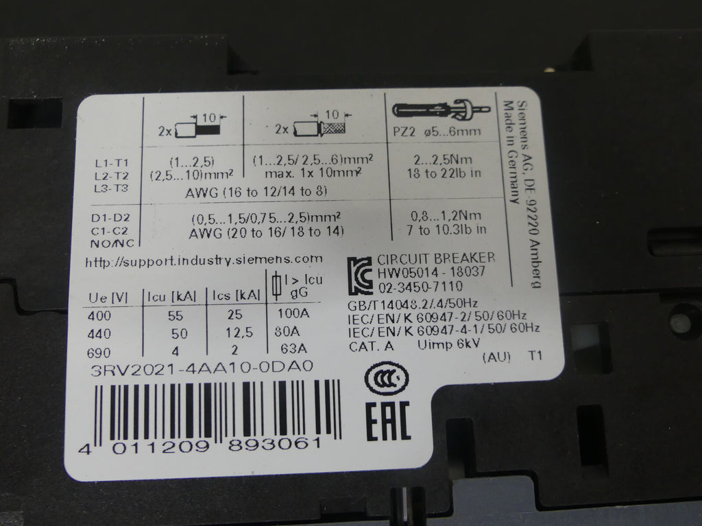 SIEMENS SIRUS 3RV2021-4AA10-0DA0
