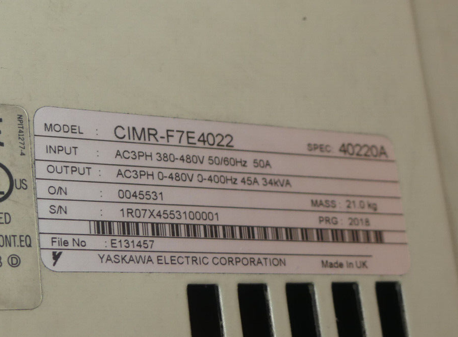 YASKAWA Electric AC DRIVE CIMR-F7E4022