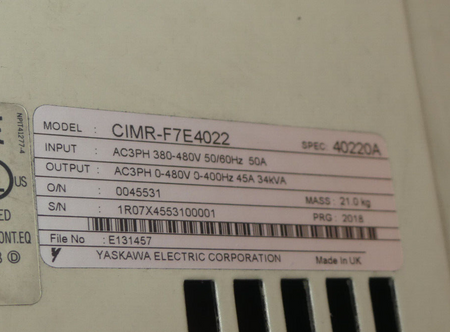 YASKAWA Electric AC DRIVE CIMR-F7E4022