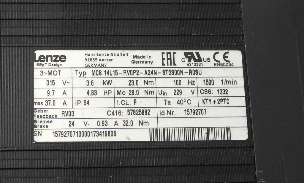 Lenze MCS 14L15-RV0P2-A24N-ST5S00N-R0SU