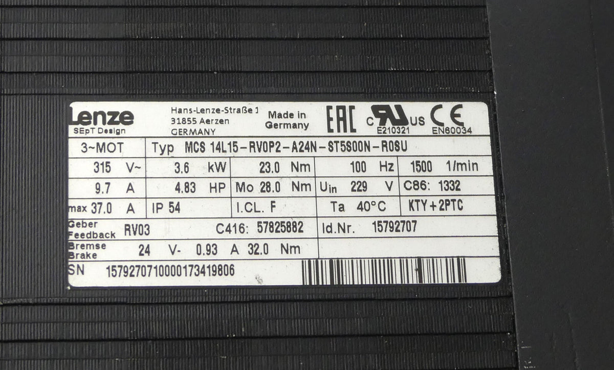 Lenze MCS 14L15-RV0P2-A24N-ST5S00N-R0SU