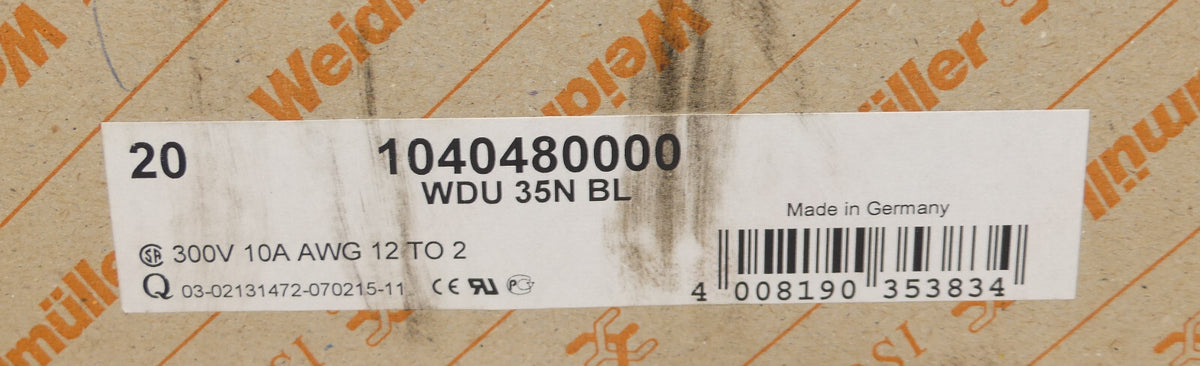 20x WEIDMÜLLER WDU 35N BL   1040480000