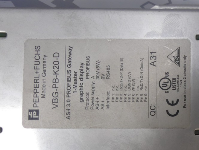 Pepperl+Fuchs VBG-PB-K20-D AS-i 3.0 Profibus Gateway 1-Master graphic display