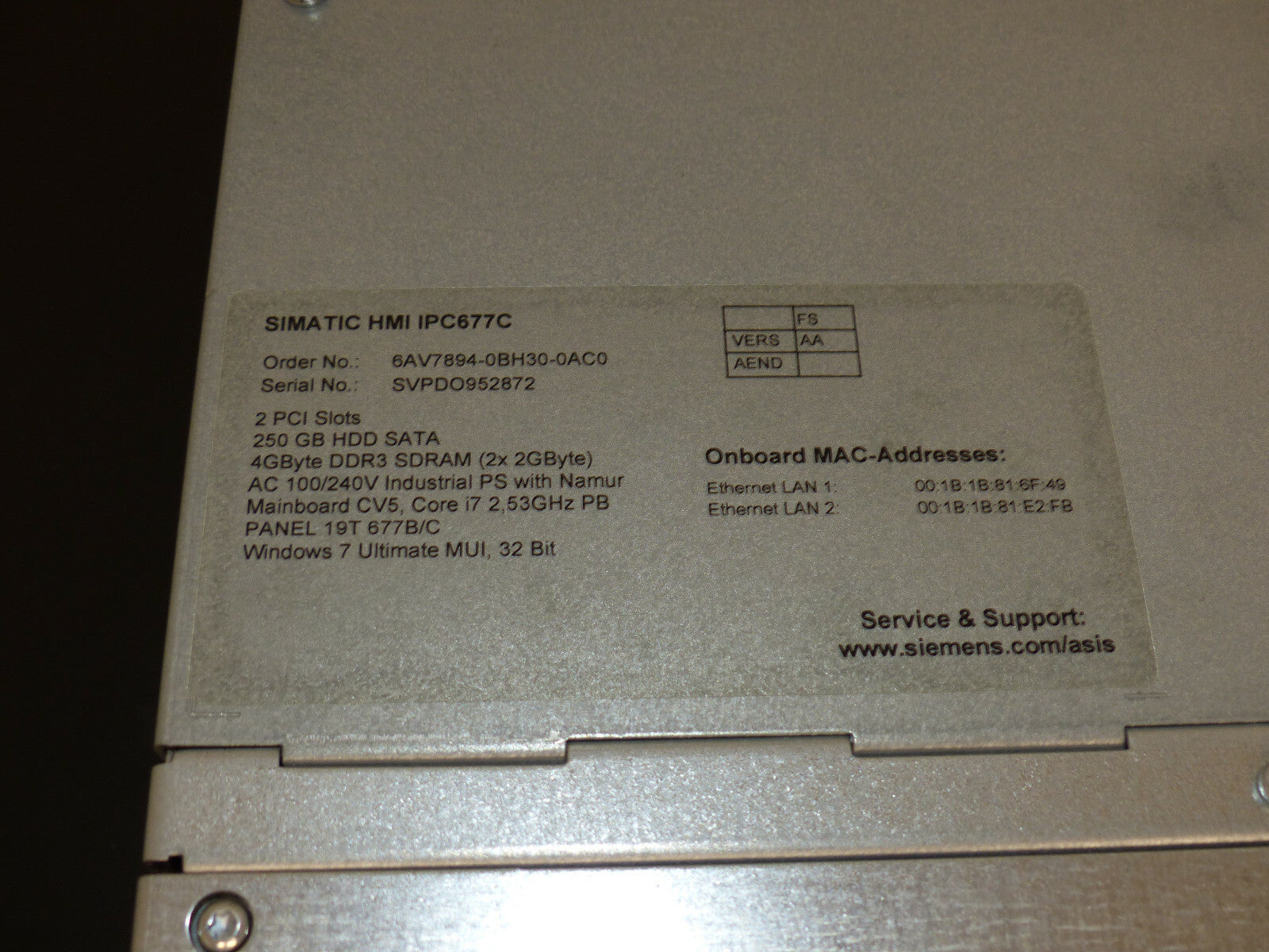 Siemens 6AV7894-0BH30-0AC0