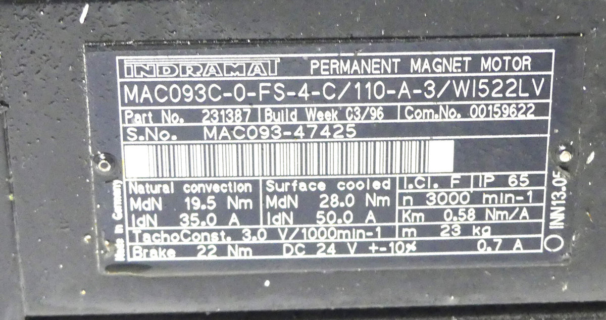 Indramat MAC093C-0-FS-4-C/110-A-3/WI522LV