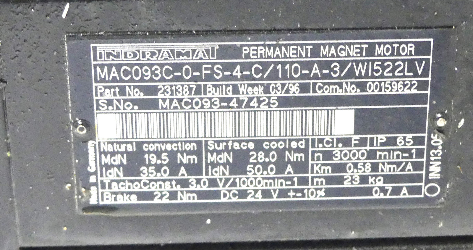 Indramat MAC093C-0-FS-4-C/110-A-3/WI522LV