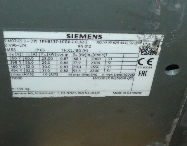 SIEMENS 1PH8137-1CG02-0LA2-Z