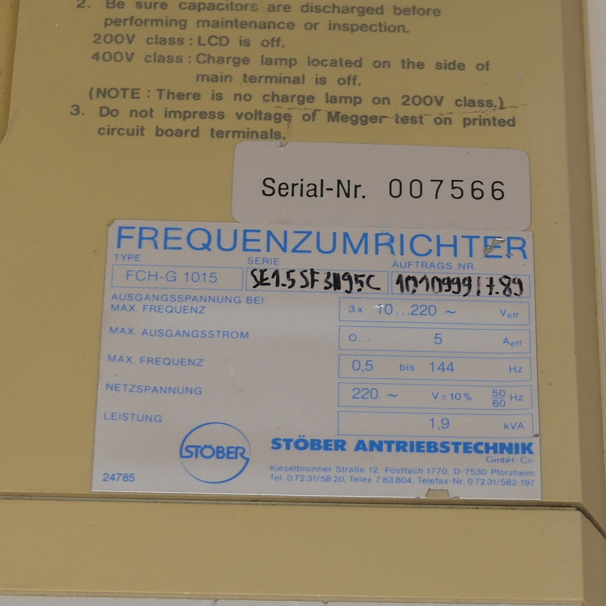 STÖBER FCH-G 1015  FCH-G1015   Frequenzumrichter