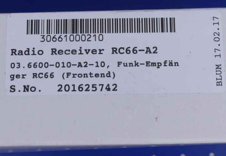 Blum Radio Receiver RC66-A2 03.6600-010-A2-10