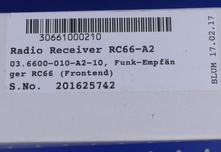 Blum Radio Receiver RC66-A2 03.6600-010-A2-10