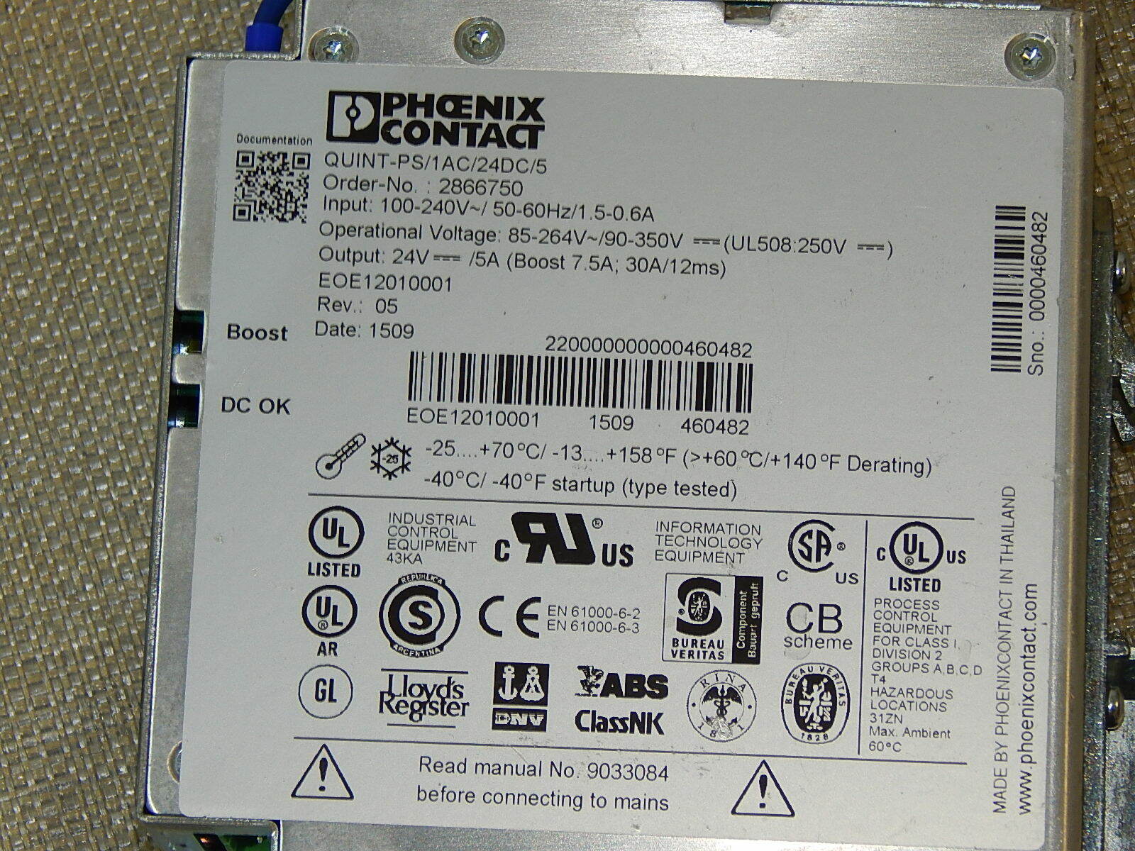 Phoenix Contact 2866750 Quint-PS/1AC/24DC/5 Used