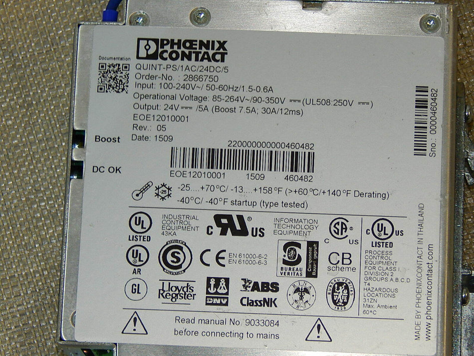 Phoenix Contact 2866750 Quint-PS/1AC/24DC/5 Used
