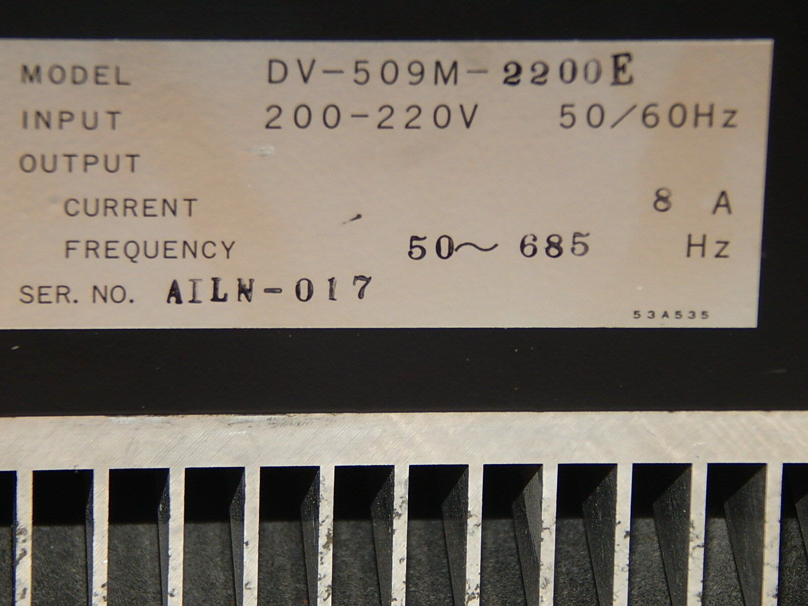 DISCO Principal  Spindele  Frequency Converter DV-509M-2200E used 
