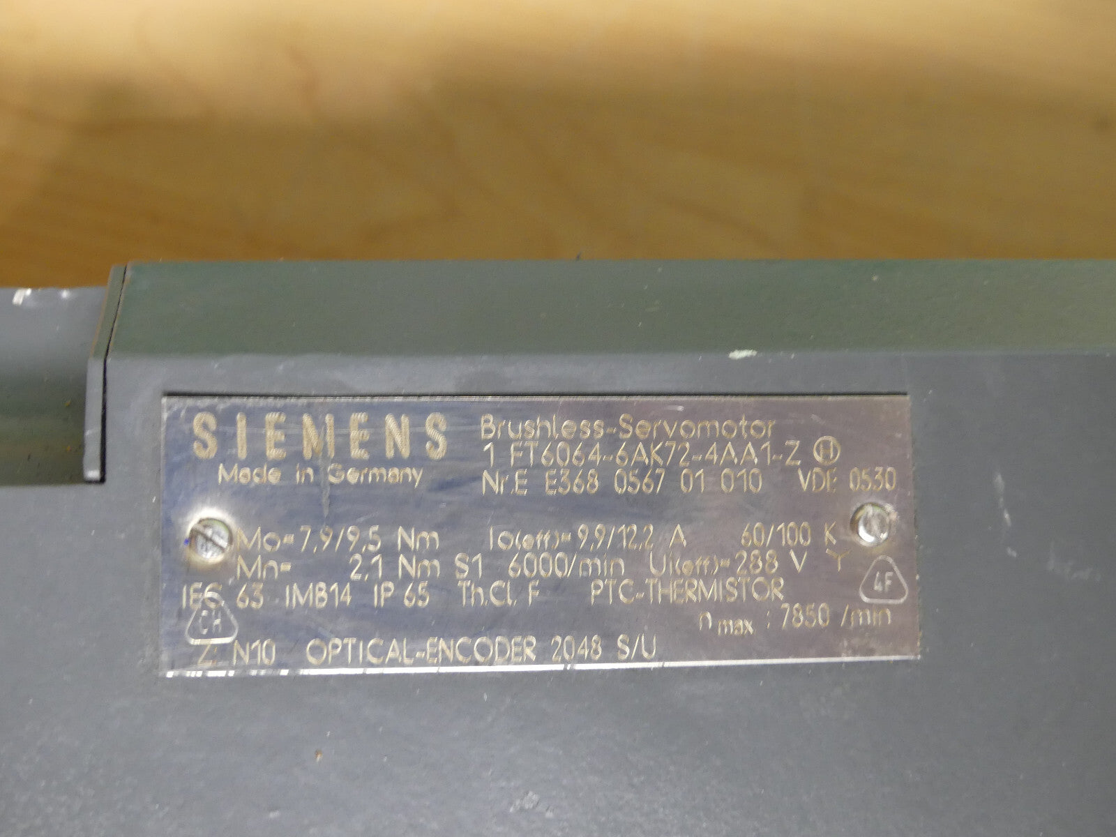 Siemens Synchronservomotor 1FT6064-6AK72-4AA1-Z