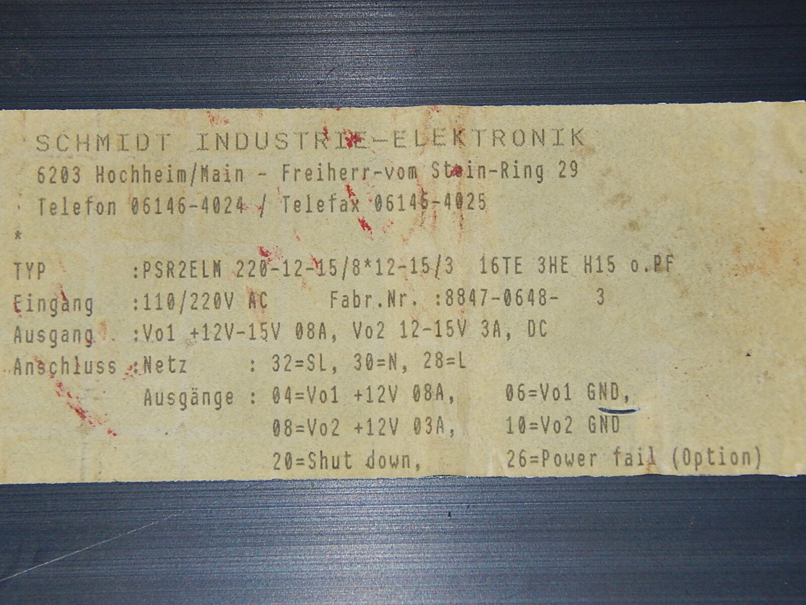 Schmidt Industrie-Elektonik PSR2ELM  siehe Bilder PSR 2 ELM Used