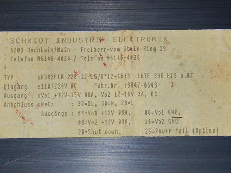 Schmidt Industrie-Elektonik PSR2ELM  siehe Bilder PSR 2 ELM Used