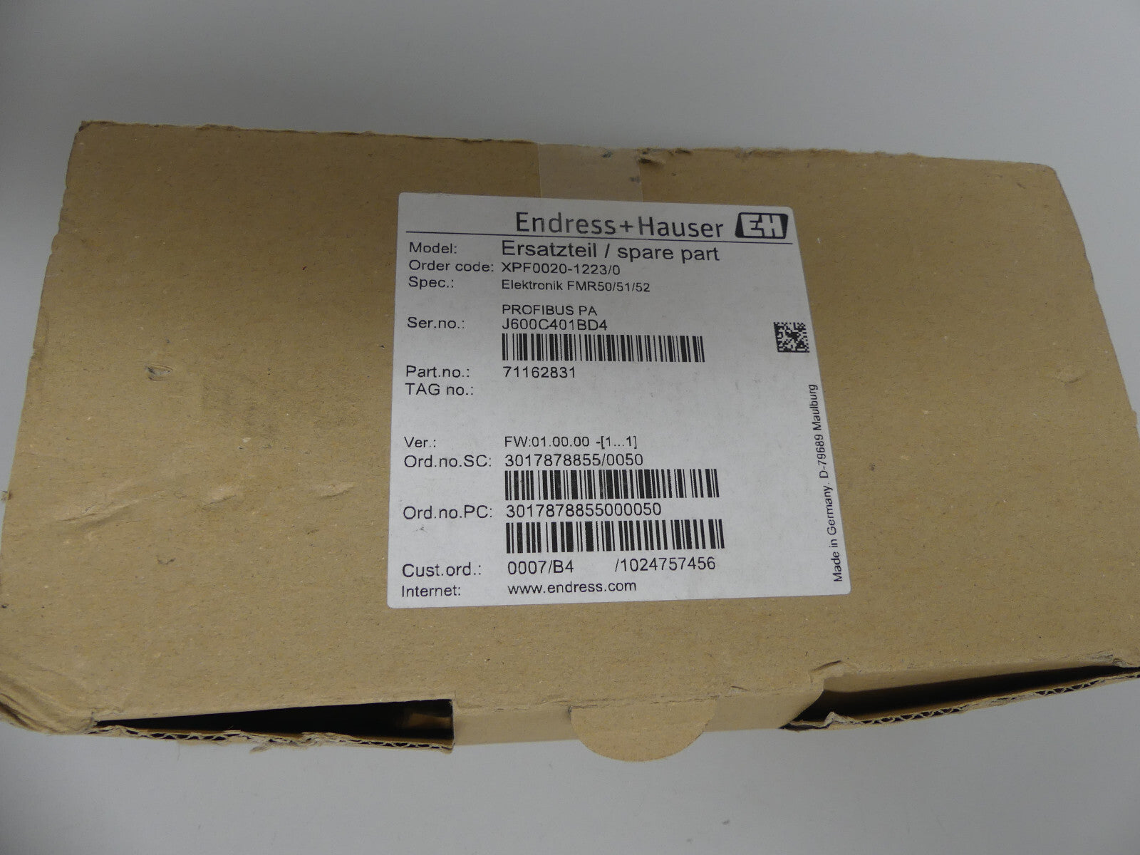 Endress+Hauser Ersatzteil/spare part XPF0020-1223/0