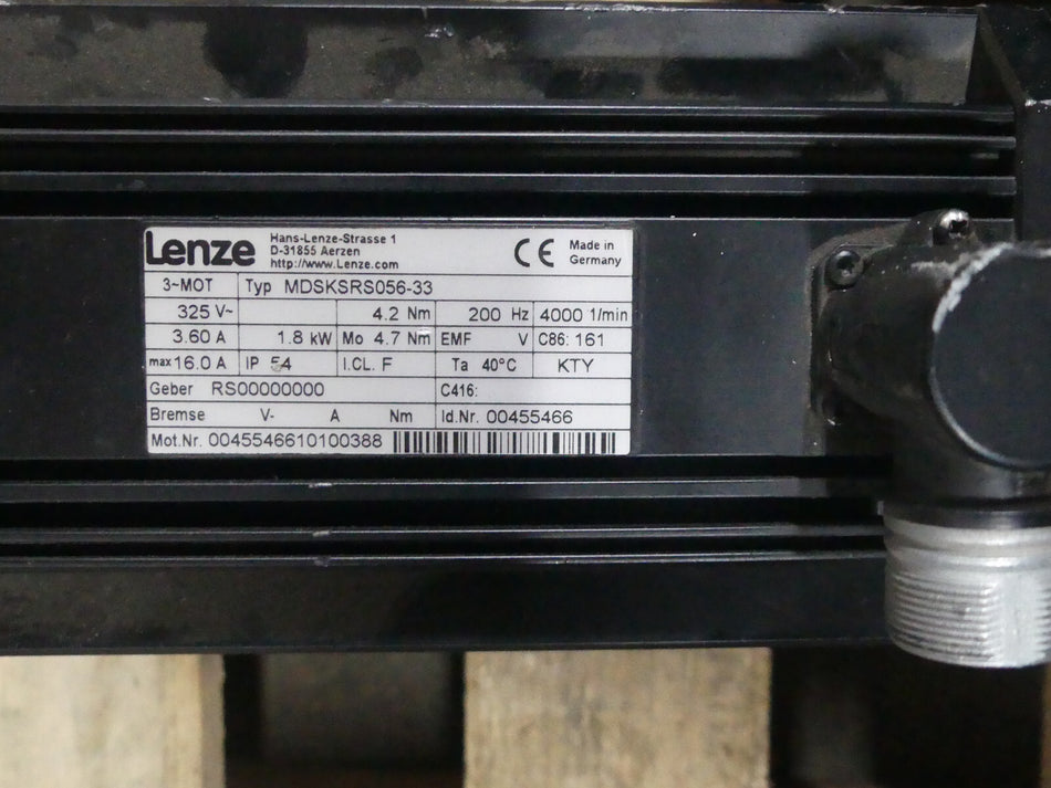 Lenze 3~Servomotor MDSKSRS056-33  inkl. Getriebe GKS05-3S HAR 056C33  002 A