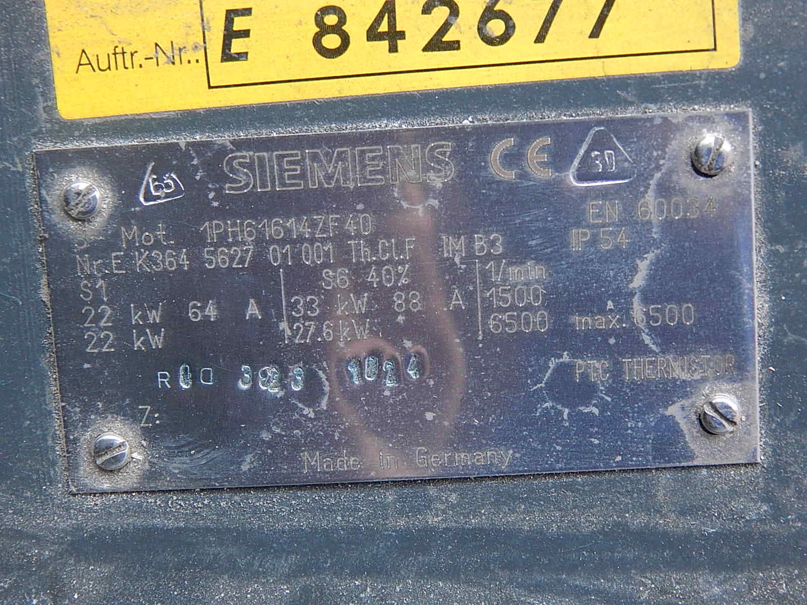 SIEMENS Hauptspindelmotor 3~ Mot    1 PH6161-4ZF40