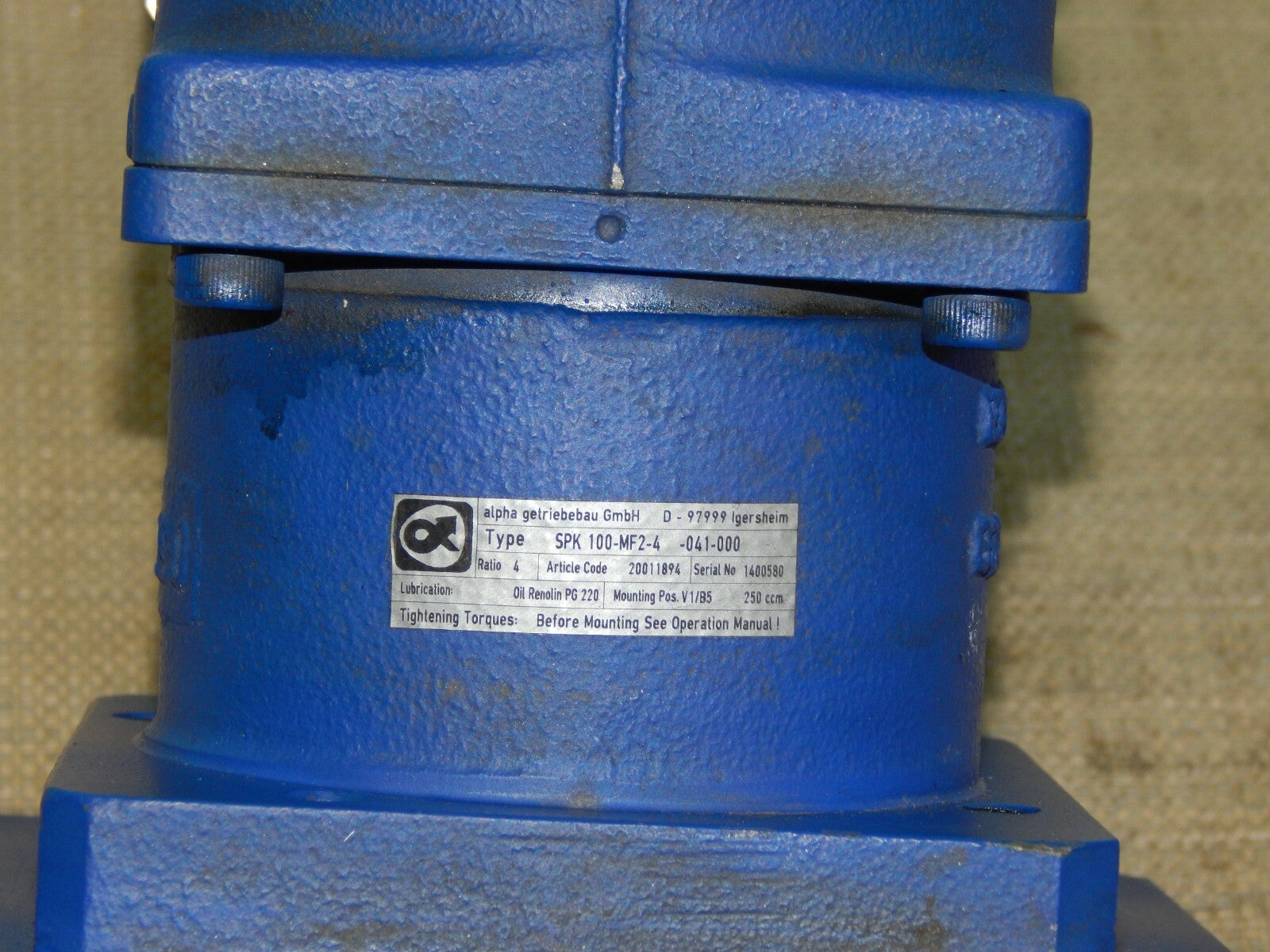 alpha Getriebe  Typ: SPK 100-MF2-4  041-000 s.Bilder