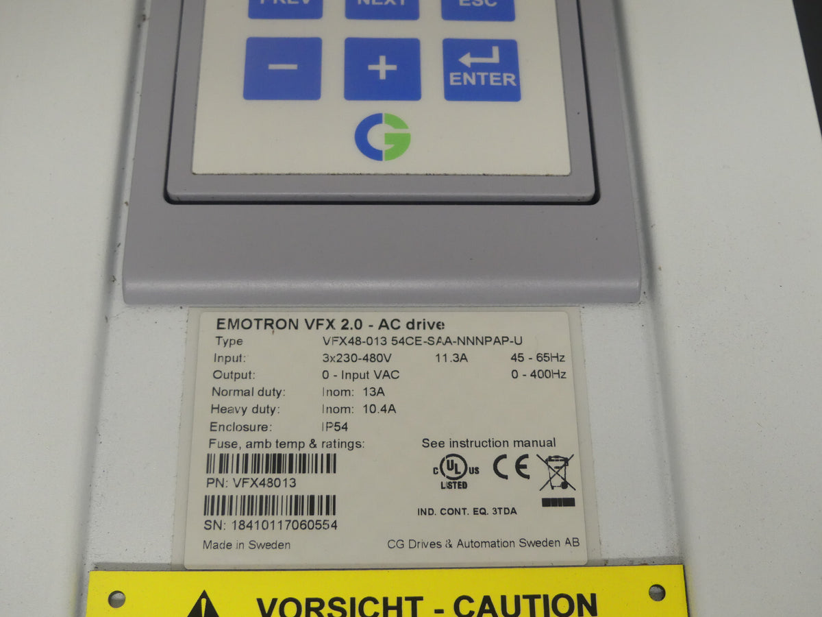 emotron VFX2.0-AC Drive VFX48-013 54CE-SAA-NNNPAP-U VFX48-01354CE-SAA-NNNPAP-U
