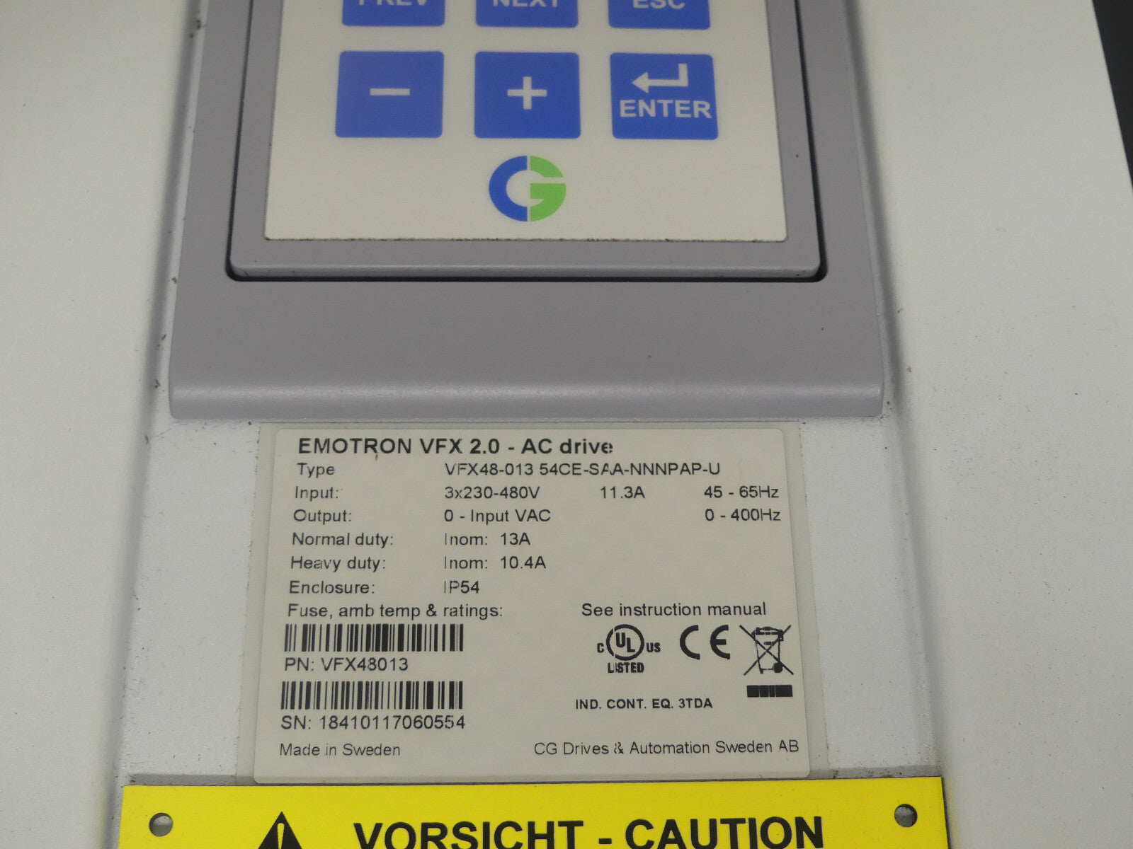 emotron VFX2.0-AC Drive VFX48-013 54CE-SAA-NNNPAP-U VFX48-01354CE-SAA-NNNPAP-U