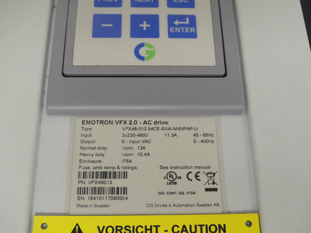 emotron VFX2.0-AC Drive VFX48-013 54CE-SAA-NNNPAP-U VFX48-01354CE-SAA-NNNPAP-U