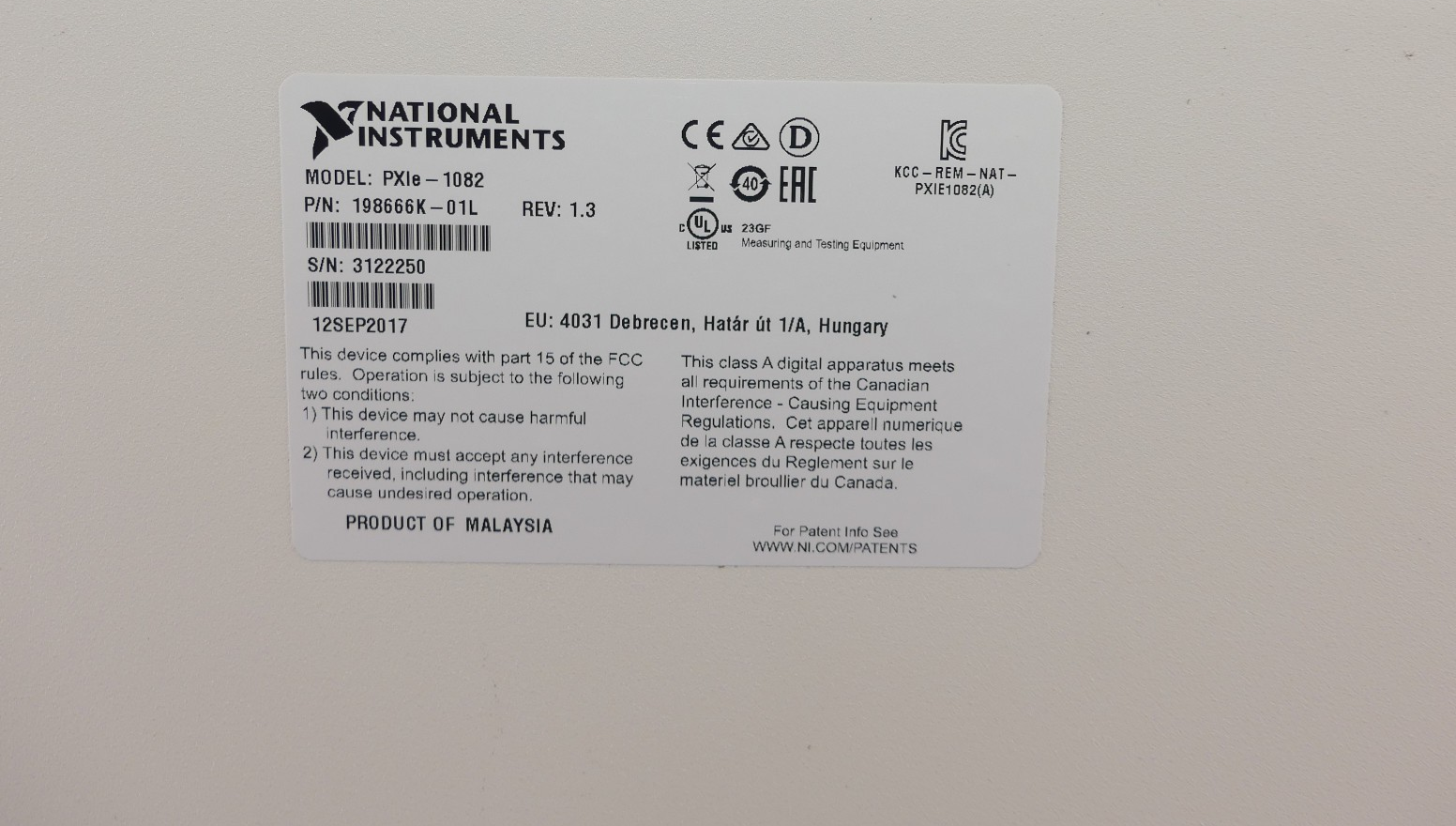 NATIONAL INSTRUMENTS NI PXIE-1082