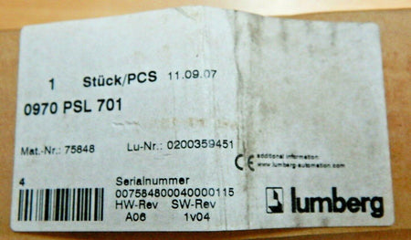 Lumberg 0970 PSL 701 OVP