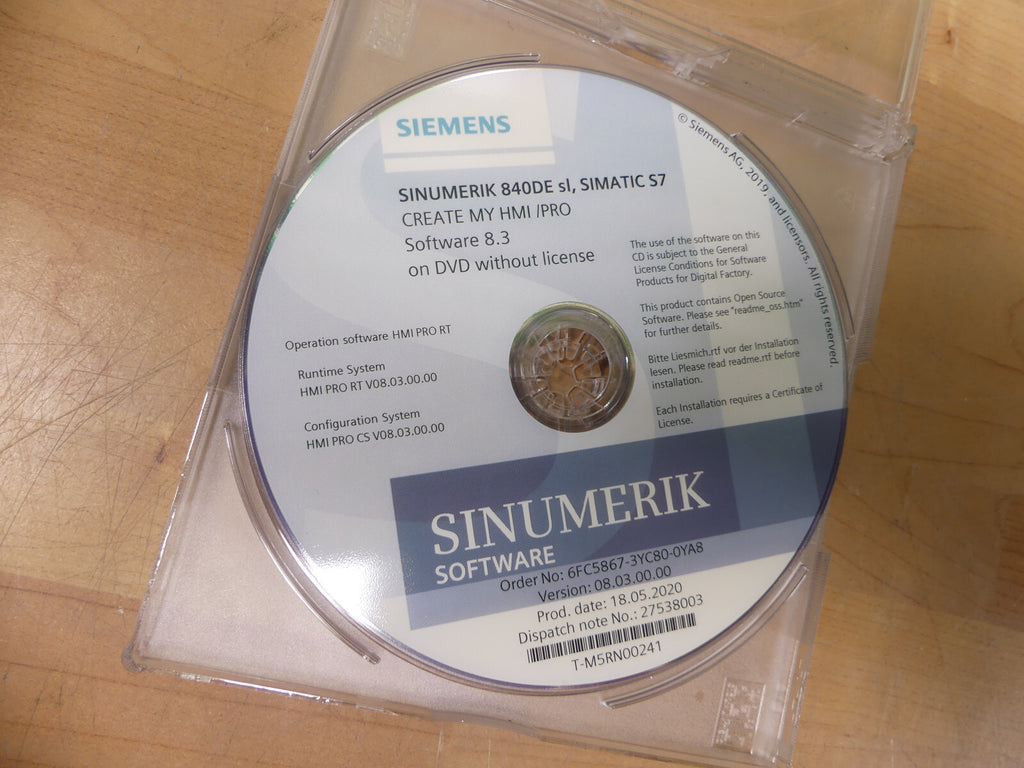 Siemens 6fc5867-3yc80-oya8 / ver.08.03.00.00 software 8.3 s.Bilder