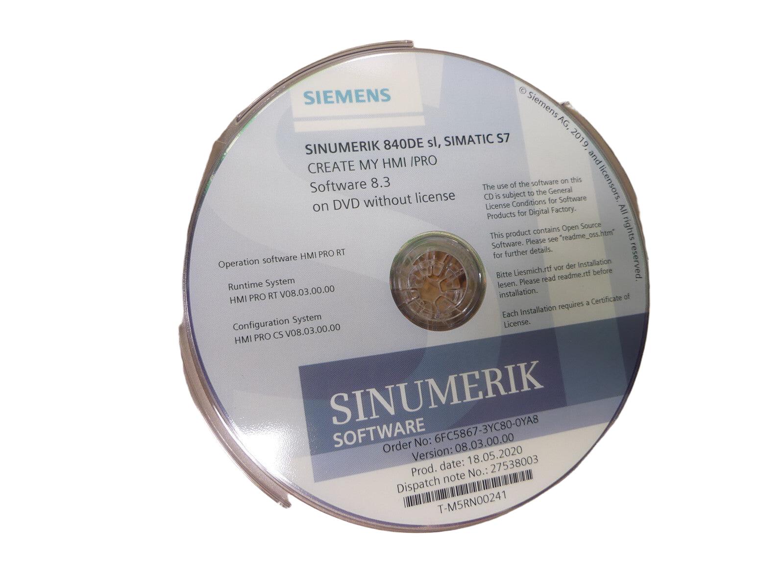 Siemens 6fc5867-3yc80-oya8 / ver.08.03.00.00 software 8.3 s.Bilder